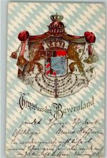 Gruss aus dem Bayernlande AK Wappen 1901 Prägedruck