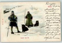 Lapper paa Ski Hunde Trachten Norwegen