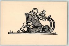 Schlitten sign. Rudolf Sievers AK Weihnachtsmann Künstlerkarte