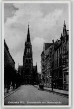 Kattowitz Katowice - Holtzestraße mit Marienkirche Oldtimer