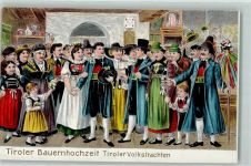 Verlag Guggenheim 7894 Tiroler Bauernhochzeit AK Trachten Südtirol Prägedruck