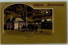 98617 O6100 Meiningen 1900 Mondschein Marktplatz