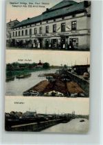 01587 O8400 Riesa 1919 - Gasthof Gröba Bes. Paul Grosse, alter Hafen mit Schuten Binnenschiffe, Elbhafen AK