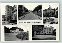 65474 W6094 Bischofsheim b Rüsselsheim - Kath. Kirche Dammstraße Rathaus Bahnhof Schule