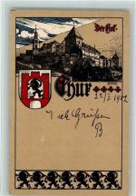 Chur Coire sign Risch - gute Erhaltung AK Wappen 1902 Lithographie / Künstlerkarte
