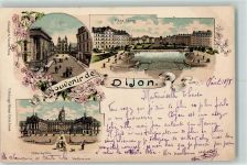 21000 Dijon 1898 Lithographie Place Darcy L'Hotel de Ville