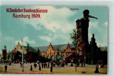 W2000 Hamburg 16. Bundesschiessen 1909 Festhalle AK Schützenfest