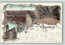 86150 W8900 Augsburg , Bay Lithographie 1897 Rathaus Goldener Saal Blick von St. Ulrich