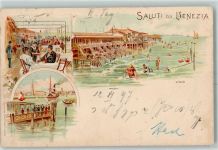 30100 Venezia 1897 Lithographie Lido Dampfer