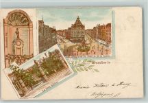 Brüssel Bruxelles 1900 Lithographie Gruss aus - Boulevards du Nord, Kriegerdenkmal