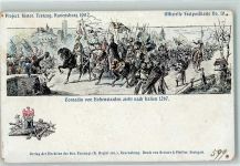 88212 W7980 Ravensburg , Württ 1902 Gebrauchsspuren Project. histor. Festzug Conradin von Hohenstaufen zieht nach Italien 1267 Offizielle FestpostkarteNr. 10 Künstlerkarte