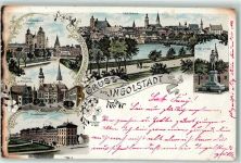 85049 W8070 Ingolstadt , Donau 1897 - Liebfrauenkirche Friedenskaserne Rathaus Kriegerdenkmal