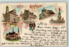 86150 W8900 Augsburg , Bay 1899 Lithographie Rathaus Bischöfl. Residenz St. Moritzkirche Augustusbrunnen