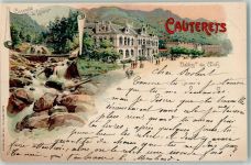 65110 Cauterets Lithographie Cascade de Lutour Etablissement des OEufs