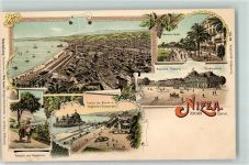06000 Nice Nizza Lithographie Massena Quai Massena Platz Stadtcasino Casino im Meer