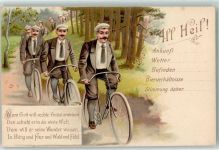All Heil Herrenfahrräder AK Fahrrad 1900 Lithographie