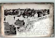 09212 O9102 Limbach-Oberfrohna 1896 Gebrauchsspuren Gruss aus Lithographie Gartenstraße, Bürgerschule AK