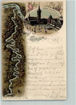 54290 W5500 Trier 1898 Lithographie Marktplatz Landkarte Mosel-Rhein