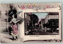 21756 W2176 Osten , Oste - Deichstraße Frau Blumenkorb Passepartout