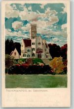 W8026 Ebenhausen , Isartal Künstlerkarte Nr. 2703 Schloss Fischerschlössl Jagdschloss AK Zieher Ottmar 1898 Lithographie / Künstlerkarte