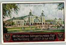 W8500 Nürnberg 8. Deutsches Sängerbundesfest sign. C.Schmidt Sängerhalle Privatganzsache 1912 Künstlerkarte