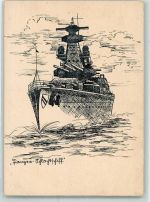 Panzer-Schlachtschiff Marine WK II Künstlerkarte