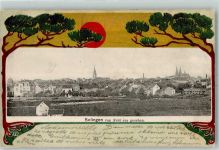 42651 W5650 Solingen 1900 Künstlerkarte von Feld aus gesehen Jugendstilrahmen sign