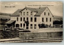 54314 W5504 Zerf 1913 Gebrauchsspuren Gasthaus Waidmanns-Ruh Johann Seiler Bahnpost Trier - Türkismühle Ecken minimal ab