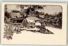 37269 W3440 Schlierbach , Forsthaus - Fachwerkhaus Scheune Rehe Gewehr Winter