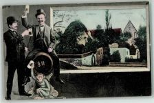 16792 O1434 Zehdenick - Biertrinker Bierfaß Affe Klosterruine