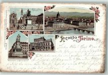 10100 Torino Turin 1897 Lithographie Monumento Emanuele Filberto Monumento Camillo Cavour Palazzo Carignano