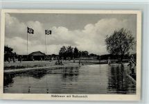 O2061 Ankershagen Mühlensee Badeanstalt, Hakenkreuzfahnen AK WK II Stadt mit Hakenkreuz 1939