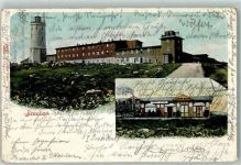 Brocken 1905 Lithographie Hotel Turm Bahnhof Eisenbahn