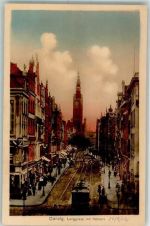 Danzig Gdansk - Langgasse mit Rathaus Straßenbahn