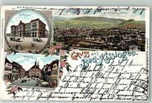 97688 W8730 Bad Kissingen 1898 Lithographie Marktplatz Kgl. Kurhaus Rosen