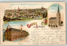 42651 W5650 Solingen 1898 Lithographie Hauptpost Ev. Kirche Bahnpost Düsseldorf - Zg. 542