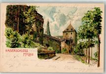 08499 O9803 Mylau 1900 Lithographie / Künstlerkarte sign Spindler Erwin Kaiserschloss Einfahrt