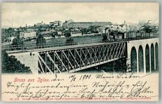 Jihlava Iglau 1900 Foto AK Eisenbahn Brücke