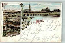57000 Metz 1900 Lithographie Kirche Todtenbrücke