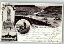 65385 W6220 Niederwald , Jagdschloß 1894 Lithographie Vorläufer Druck 1890-1895 Bahnpost Köln- Frankfurt Niederwalddenkmal Jagdschloss Burg Ehrenfels