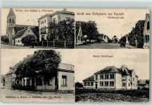 76470 W7556 Ötigheim 1918 - Kirche Alte Schule Pfarrhaus Rathausstraße Gasthaus zur Sonne Neues Schulhaus