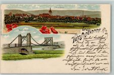 31840 W3253 Hessisch Oldendorf 1902 Lithographie Weser-Brücke