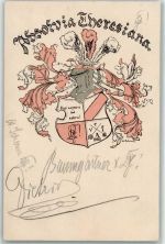 W8000 München Absolvia Theresiana sign. W. Schenk AK Wappen 1906 Künstlerkarte