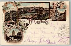 88630 W7798 Pfullendorf , Baden 1897 Lithographie Kriegerdenkmal Rathausplatz Engel Bahnhof Oberthor-Turm