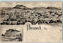 07381 O6840 Pößneck 1904 - Bahnhof Dampflok