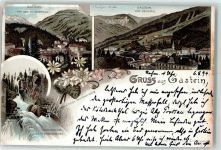5151 Gastein 1894 Lithographie von der Schillerhöhe Wasserfall beim Badeschlossvon Bellevue
