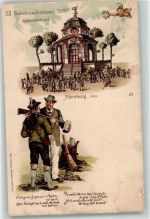W8500 Nürnberg Gabentempel Schützen AK Schützenfest 1897 Lithographie