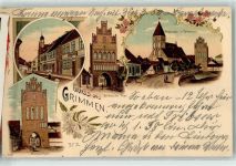 18507 O2320 Grimmen 1899 Gebrauchsspuren Bahnpost Berlin Stralsund Nordb. Zug 204 2.8.99 Stralsunder Tor Mühlentor Lithographie