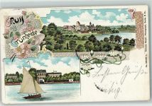 15537 O1252 Grünheide , Mark 1905 Lithographie Segelboot Seerosen