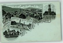 09306 O9290 Rochlitz 1898 Lithographie Markt Rathaus Schloß Aussichts-Turm auf dem Berge